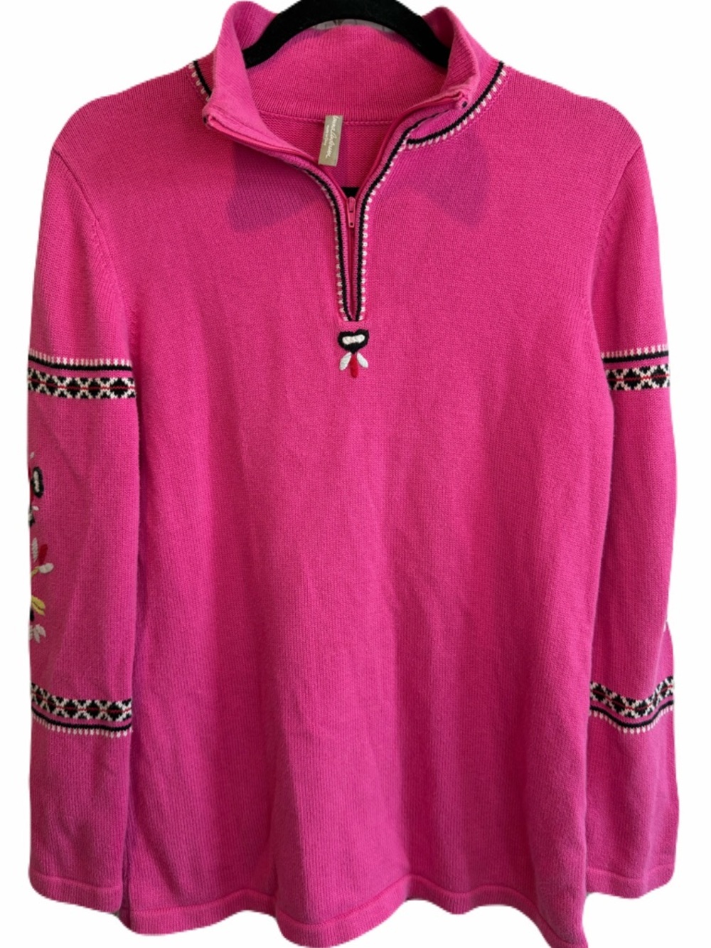 Hanna Andersson Women’s XS 100% Cotton Pink  Knit Sweater Pullover Embroidered